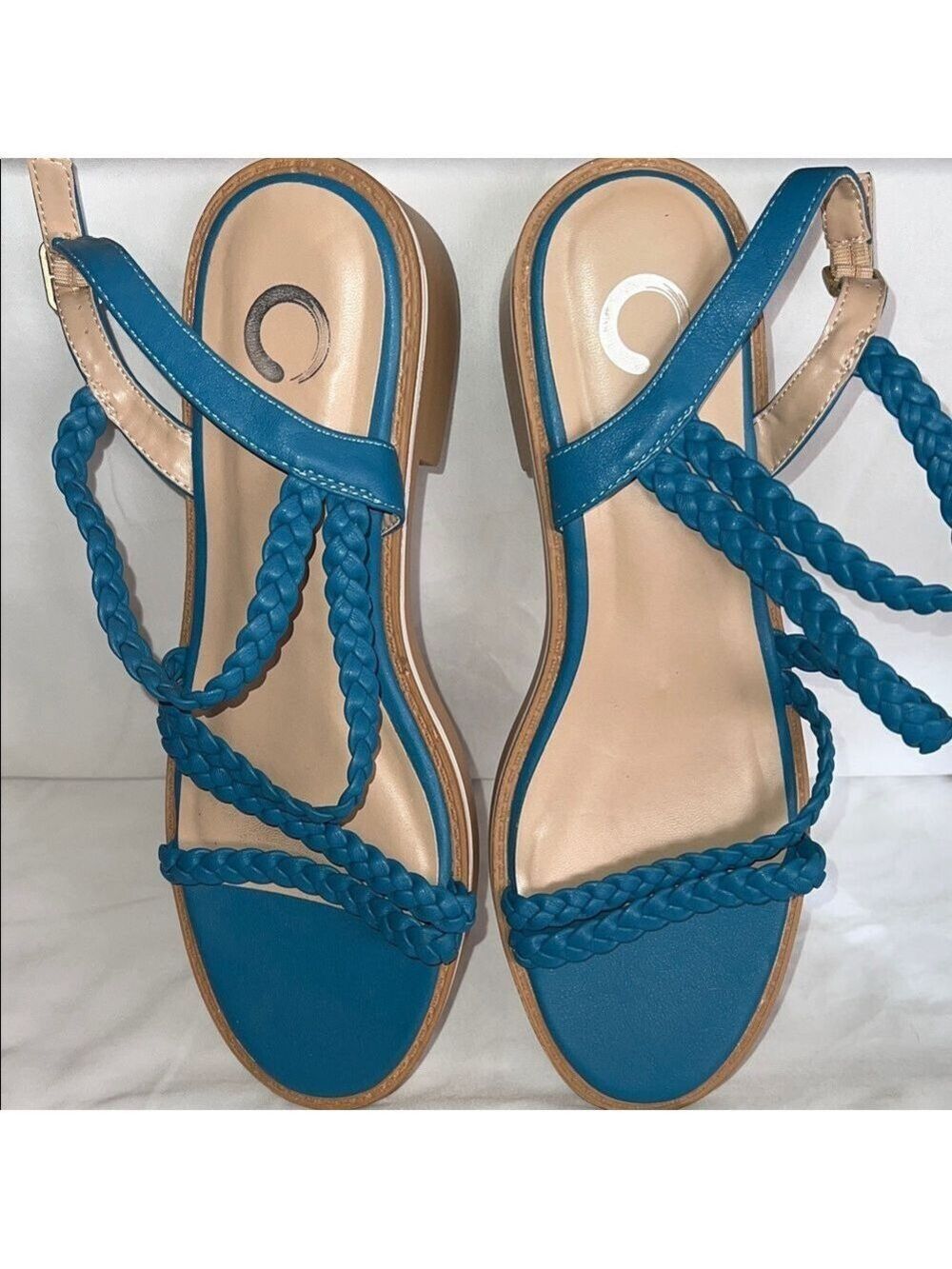 Elegant Teal Braided Sandals